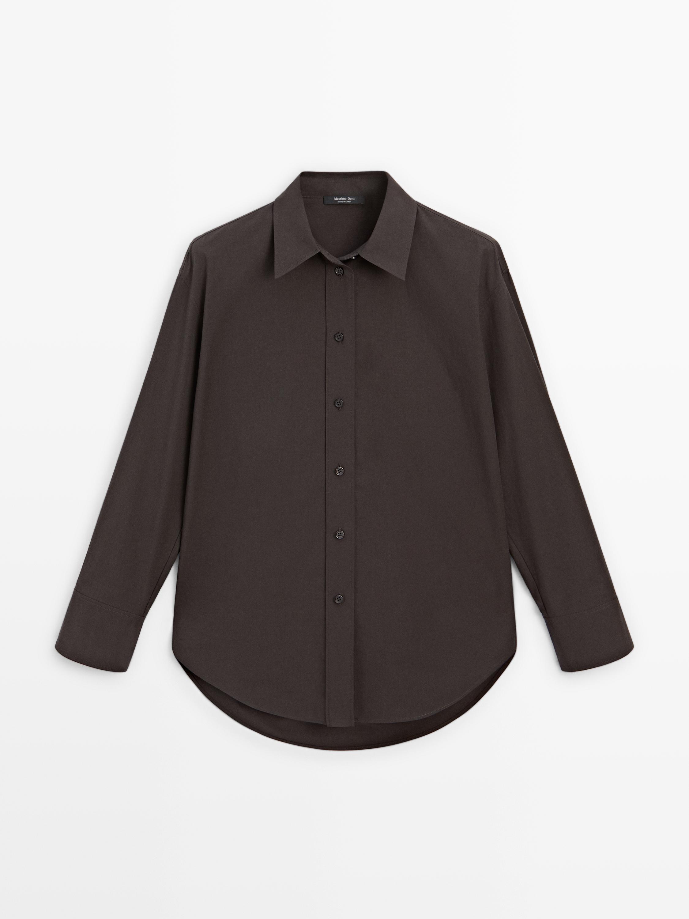Long 100% cotton poplin shirt